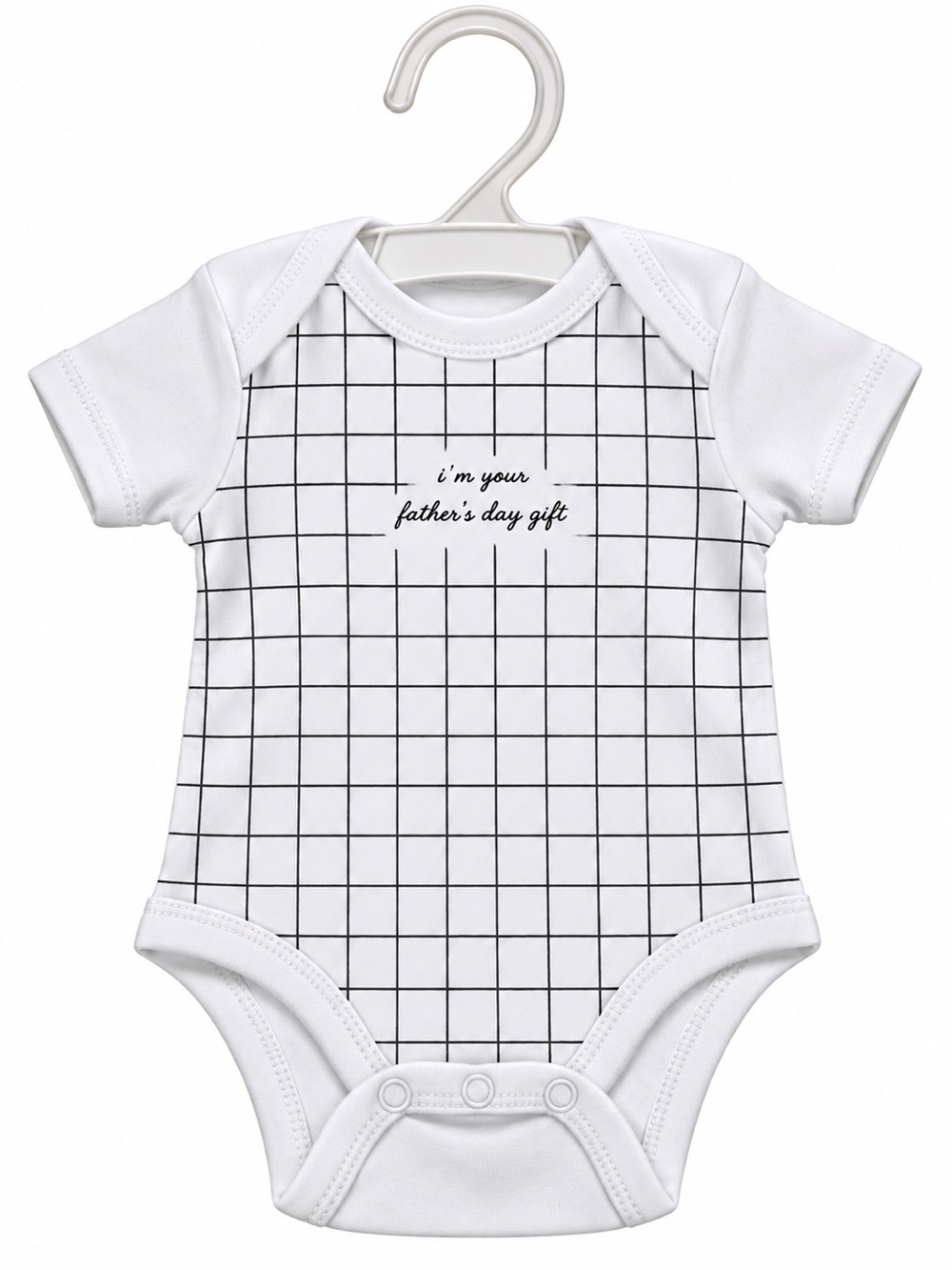 White Grid Baby One-Piece Bodysuit - Father's Day Print